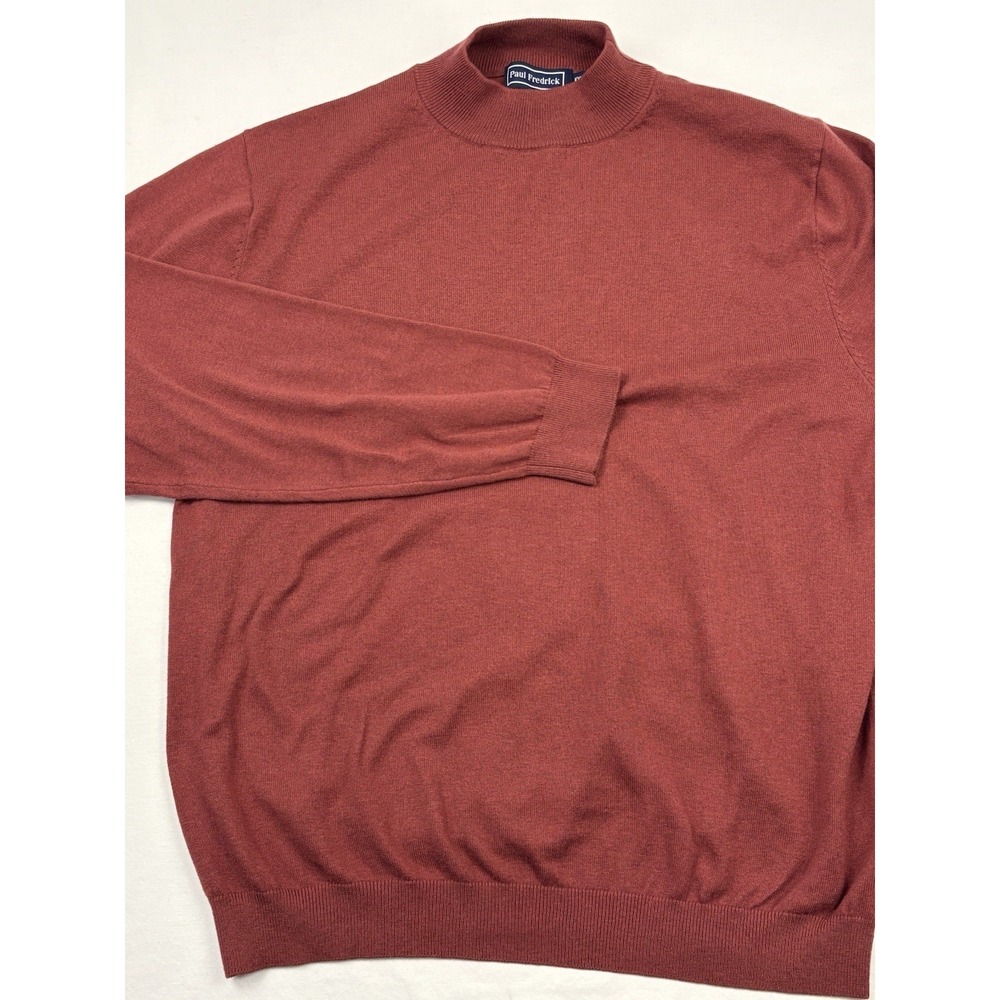 Lot of 2 VTG Paul Fredricks Silk/Cashmere/Cotton Mock Sweater XXL Mauve/Camel